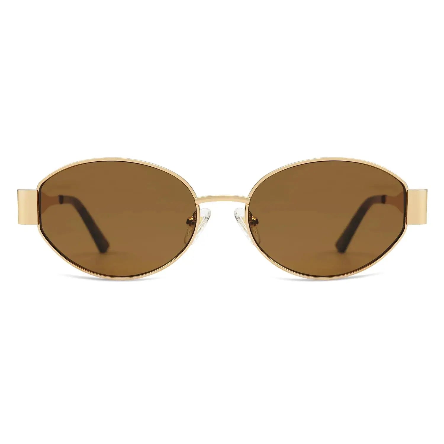 SOJOS Retro Oval Sunglasses for Women Men Trendy Sun Glasses Classic Shades UV400 Protection SJ1217 Gold/Grey