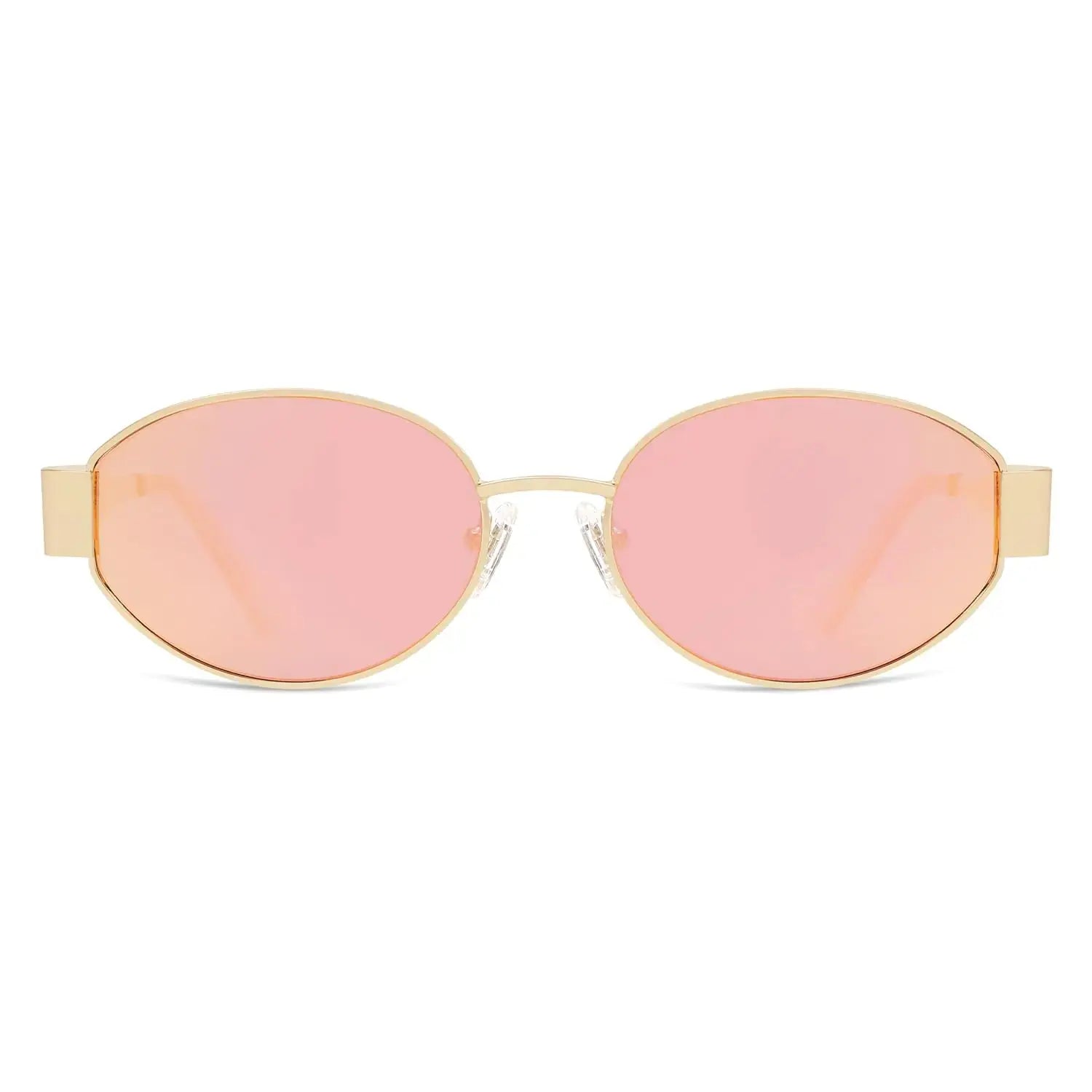 SOJOS Retro Oval Sunglasses for Women Men Trendy Sun Glasses Classic Shades UV400 Protection SJ1217 Gold/Grey