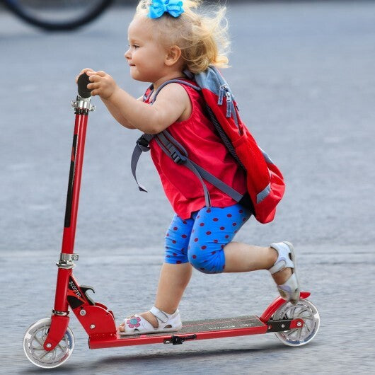 Folding Aluminum Kids Kick Scooter with LED Lights-Blue