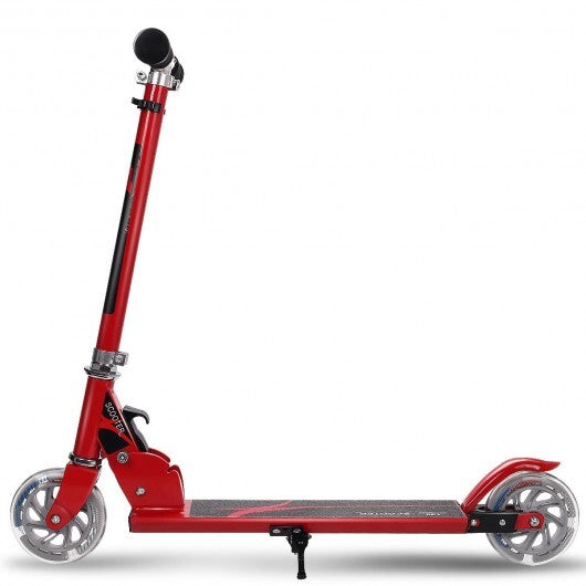 Folding Aluminum Kids Kick Scooter with LED Lights-Blue