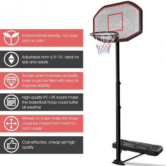 43 Inch Indoor Outdoor Height Adjustable Basketball Hoop