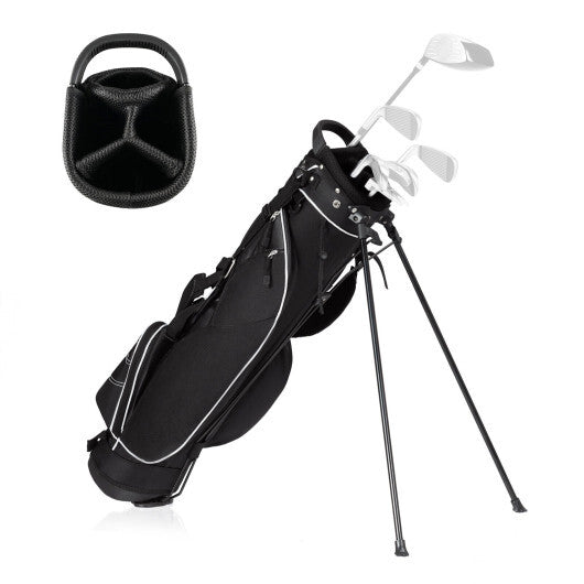 Golf Stand Cart Bag with 4 Way Divider Carry Organizer Pockets-Black