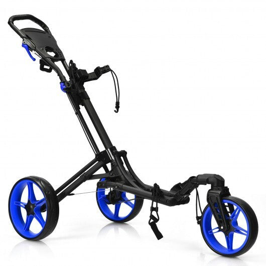 Folding 3 Wheels Golf Push Cart with Bag Scoreboard Adjustable Handle-Gray