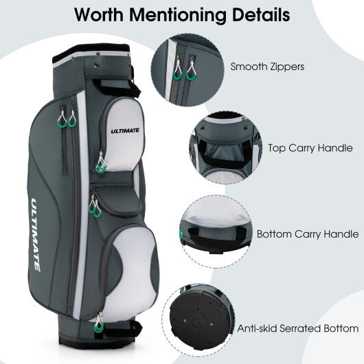 14 Dividers Golf Cart Bag with 7 Zippered Pocket