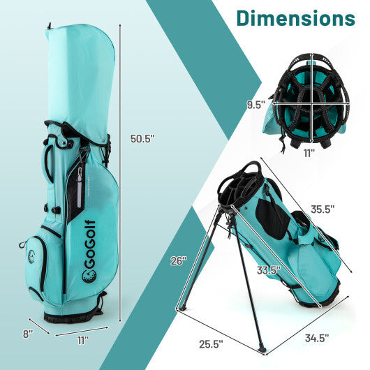 Golf Stand Bag Lightweight Golf Bag with 8 Way Top Dividers and 5 Zippered Pockets-Gray