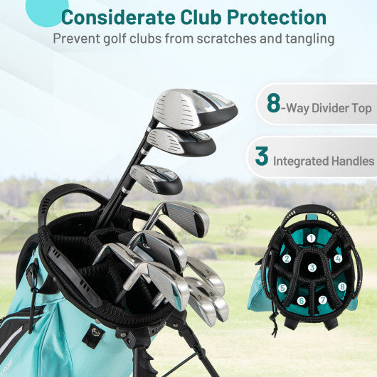 Golf Stand Bag Lightweight Golf Bag with 8 Way Top Dividers and 5 Zippered Pockets-Gray