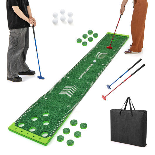 11 FT Putting Green Mat with 2 Adjustable Putters and 6 Balls