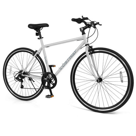 26 Inch Mountain Bike Adjustable with 6-Speed and All-terrain Rubber Wheels-Gray - Color: Gray - Size: 26 inches