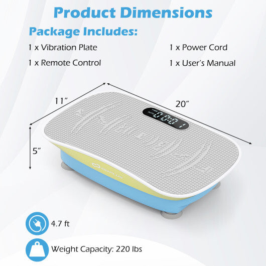Vibration Plate Exercise Machine for Lymphatic Drainage and Weight Loss with 10 Speed Intensities-Navy