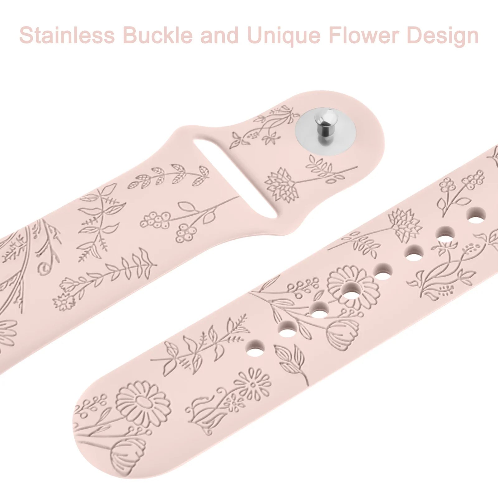 Fitbit Charge 5 6 Silicone Flower Engraved Soft Strap