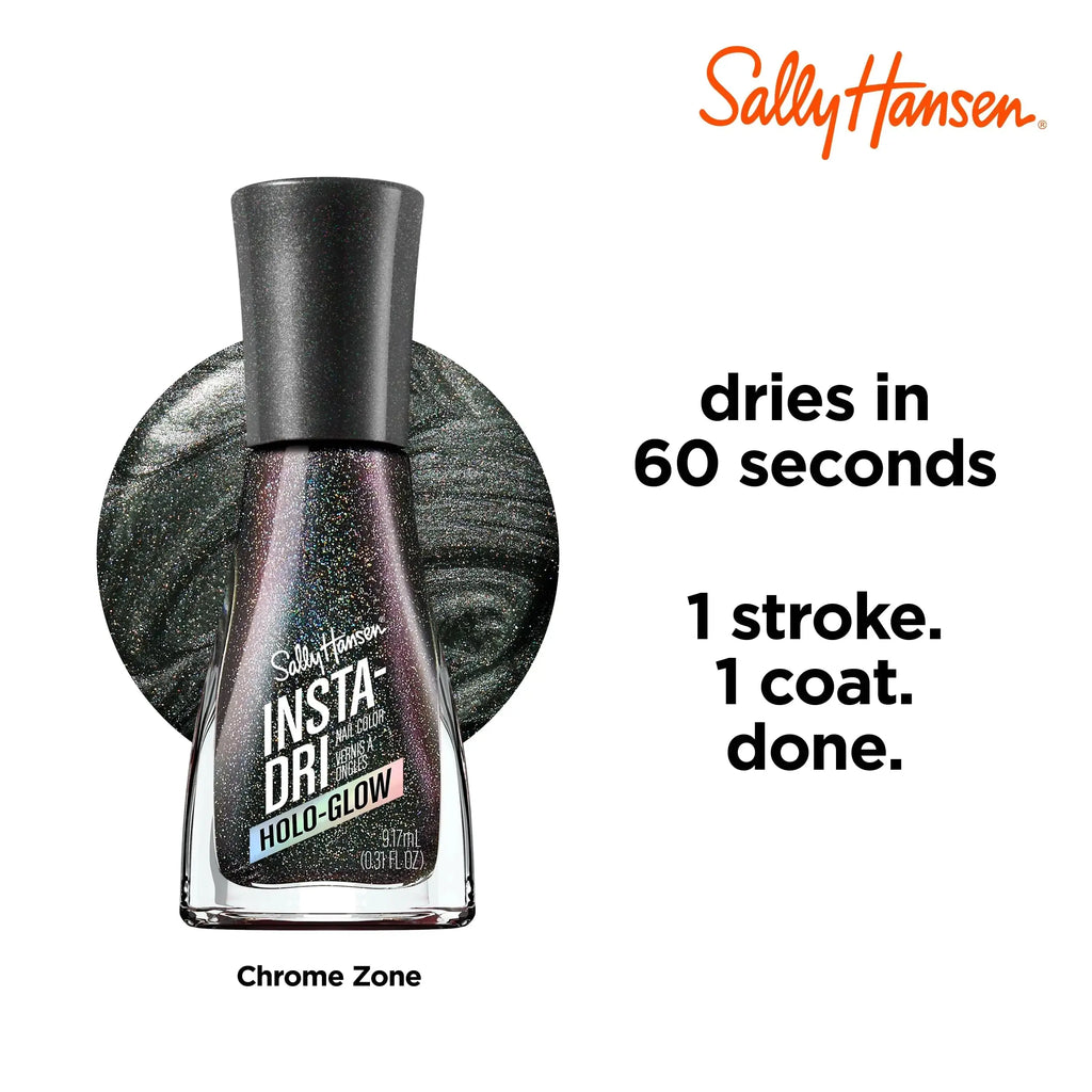 Sally Hansen Insta-Dri® Holo-Glow Chrome Zone - Metallic Black Quick Dry Nail Polish (0.3 Fl Oz)