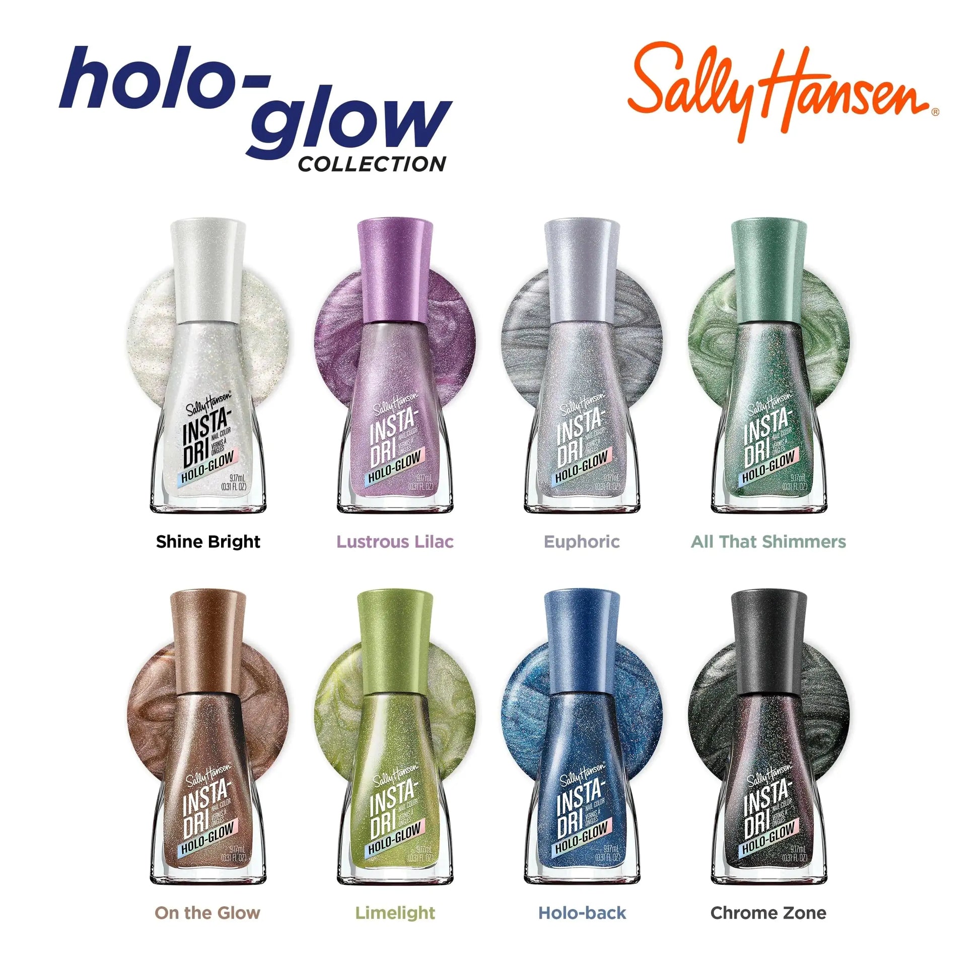Sally Hansen Insta-Dri® Holo-Glow Chrome Zone - Metallic Black Quick Dry Nail Polish (0.3 Fl Oz)