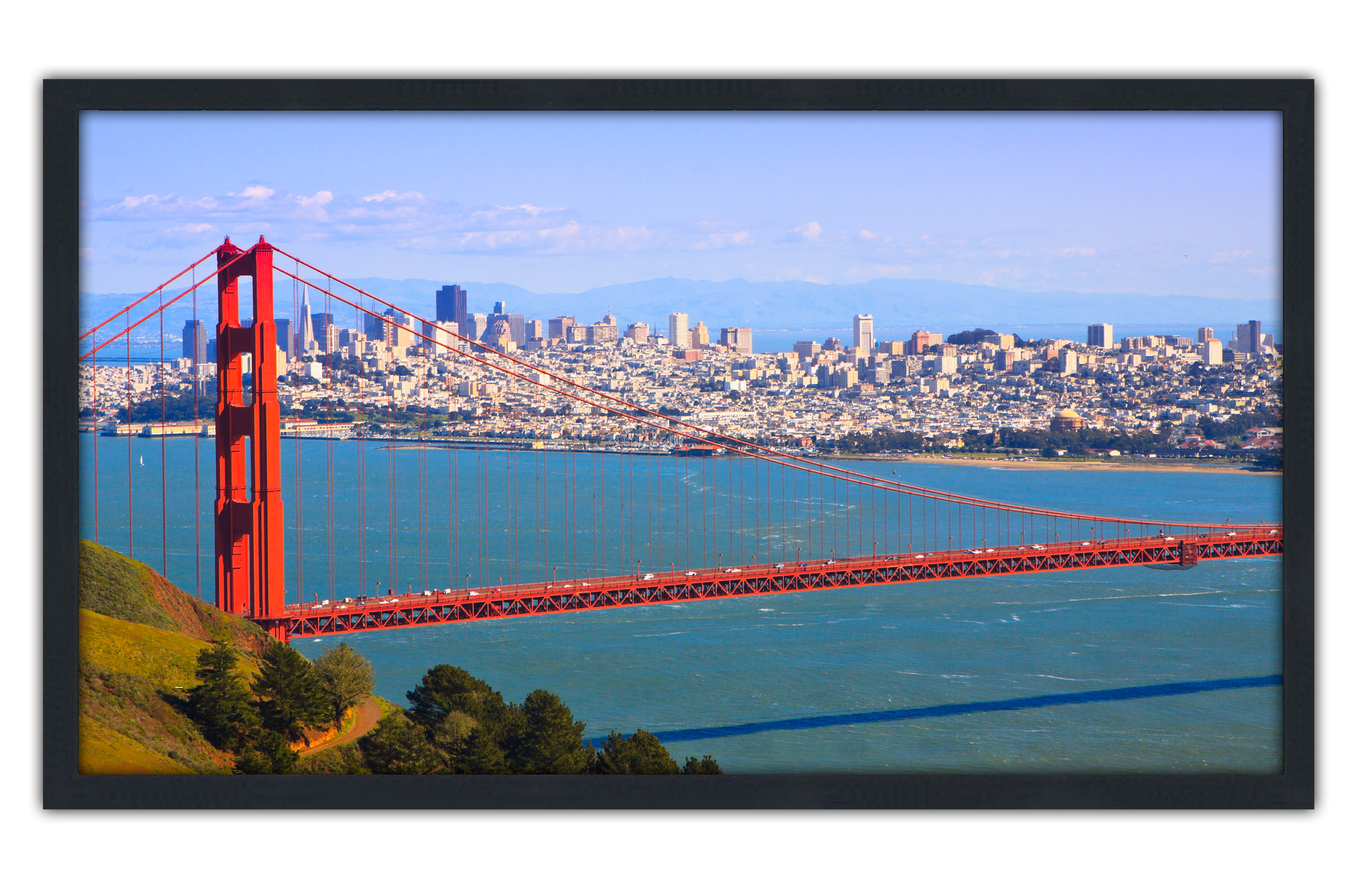 Professionally Framed San Francisco California Golden Gate Bridge Skyline High-Resolution Panoramic Photo 12x22 Wall Art