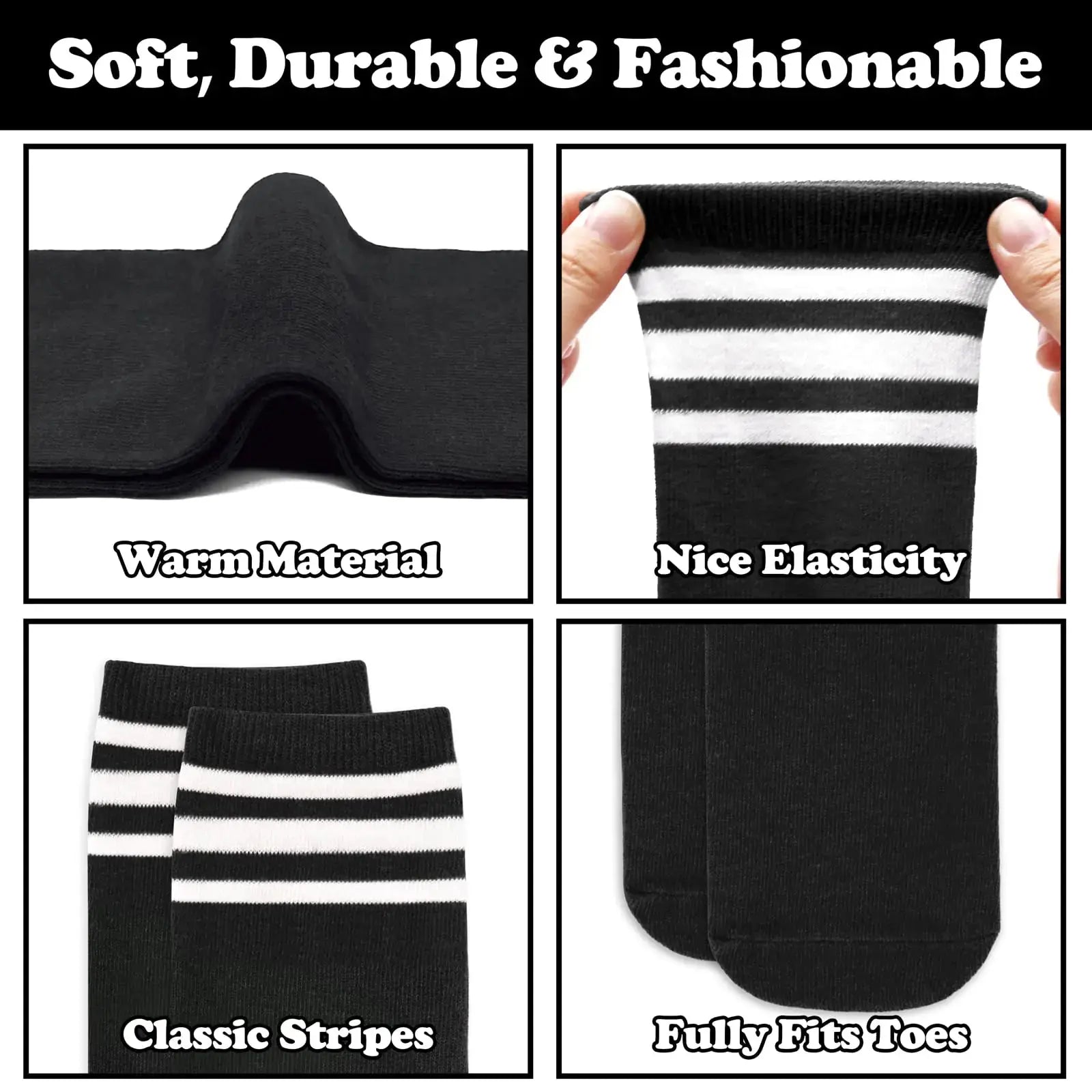 Sarfel 4 Pairs Kids Soccer Socks -  Knee High Toddler Soccer Socks | For Girls & Boys