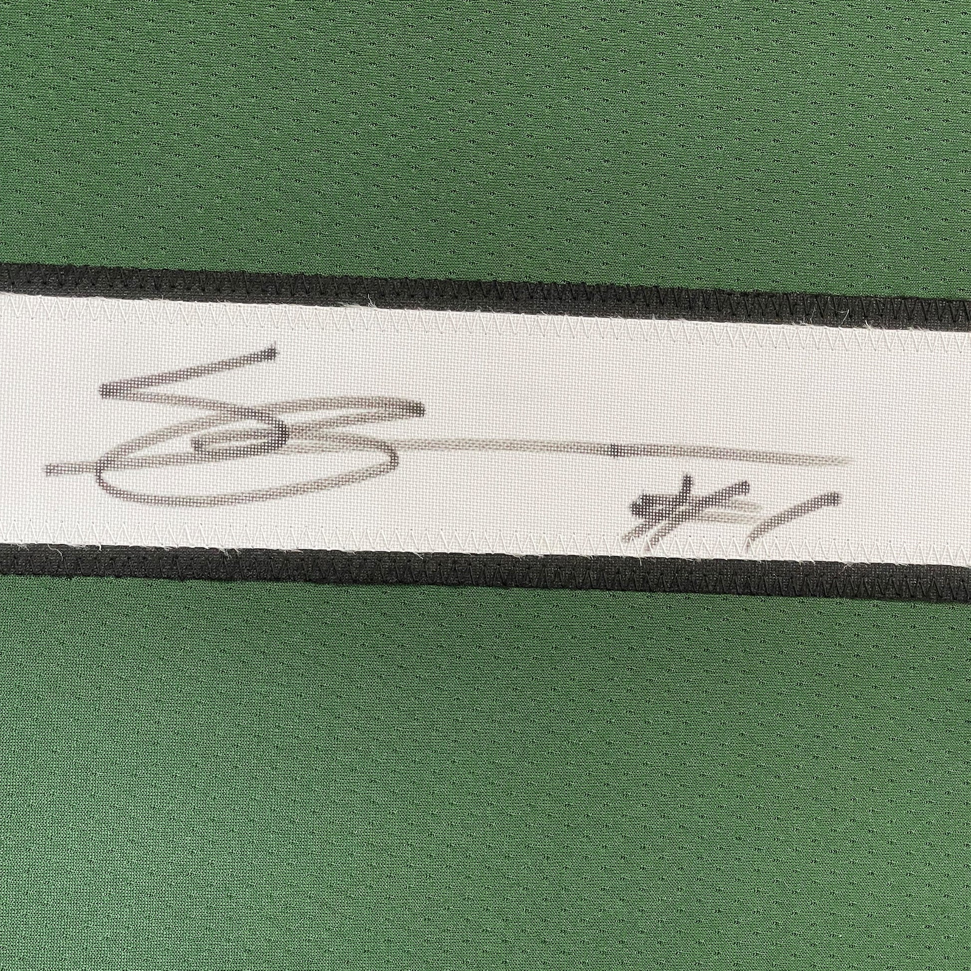 Framed Autographed/Signed Ahmad Sauce Gardner 35x39 New York Green Football Jersey Beckett BAS COA