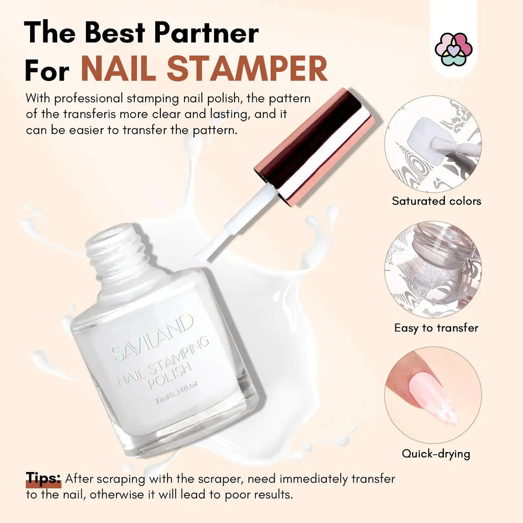Saviland French Tip Nail Stamp - 10Pcs French 3A-Nail Stamper Kit
