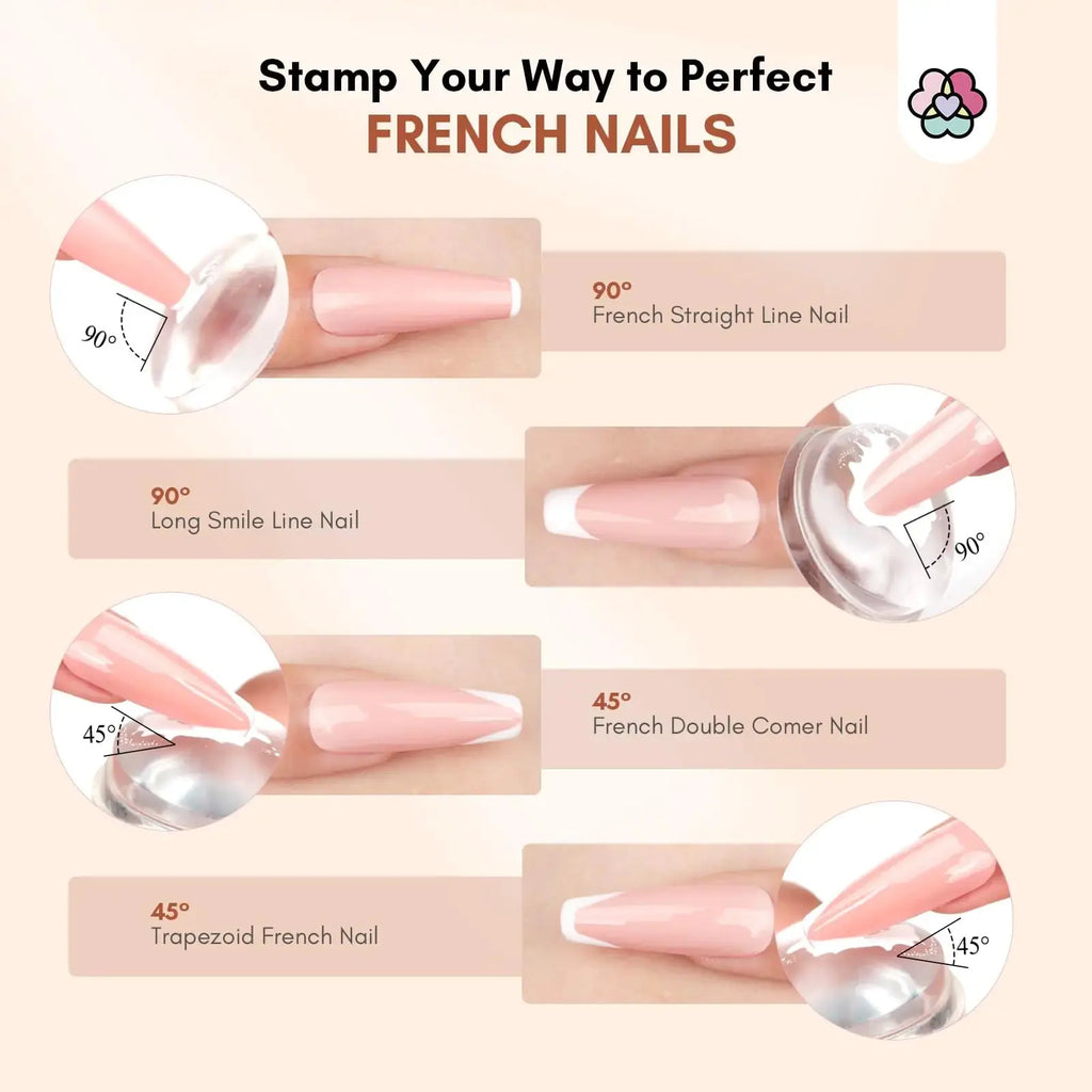 Saviland French Tip Nail Stamp - 10Pcs French 3A-Nail Stamper Kit