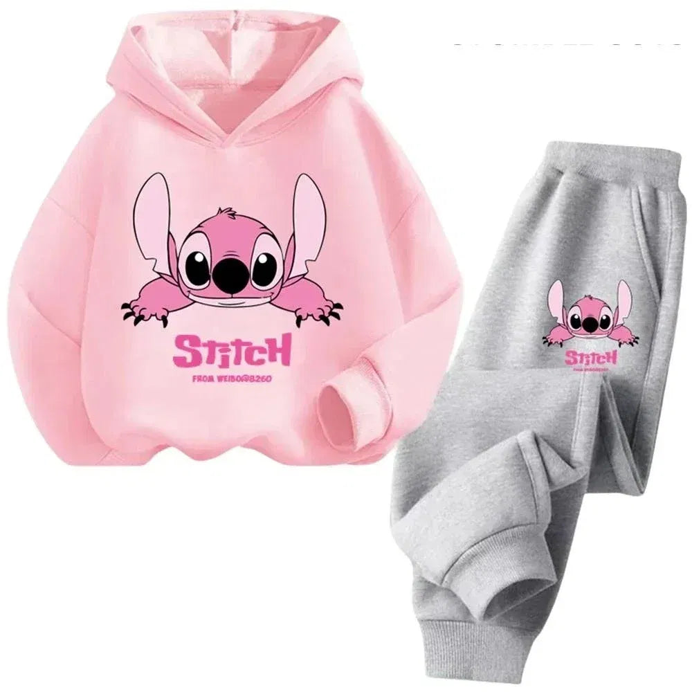 Color: Khaki, Kid Size: 2T - Children Hoodies Stitch Kawaii Fashion Pullover Sweatshirt Anime Trucksuit Manga Cartoons Girls Boy Kids Autumn Casual Clothes