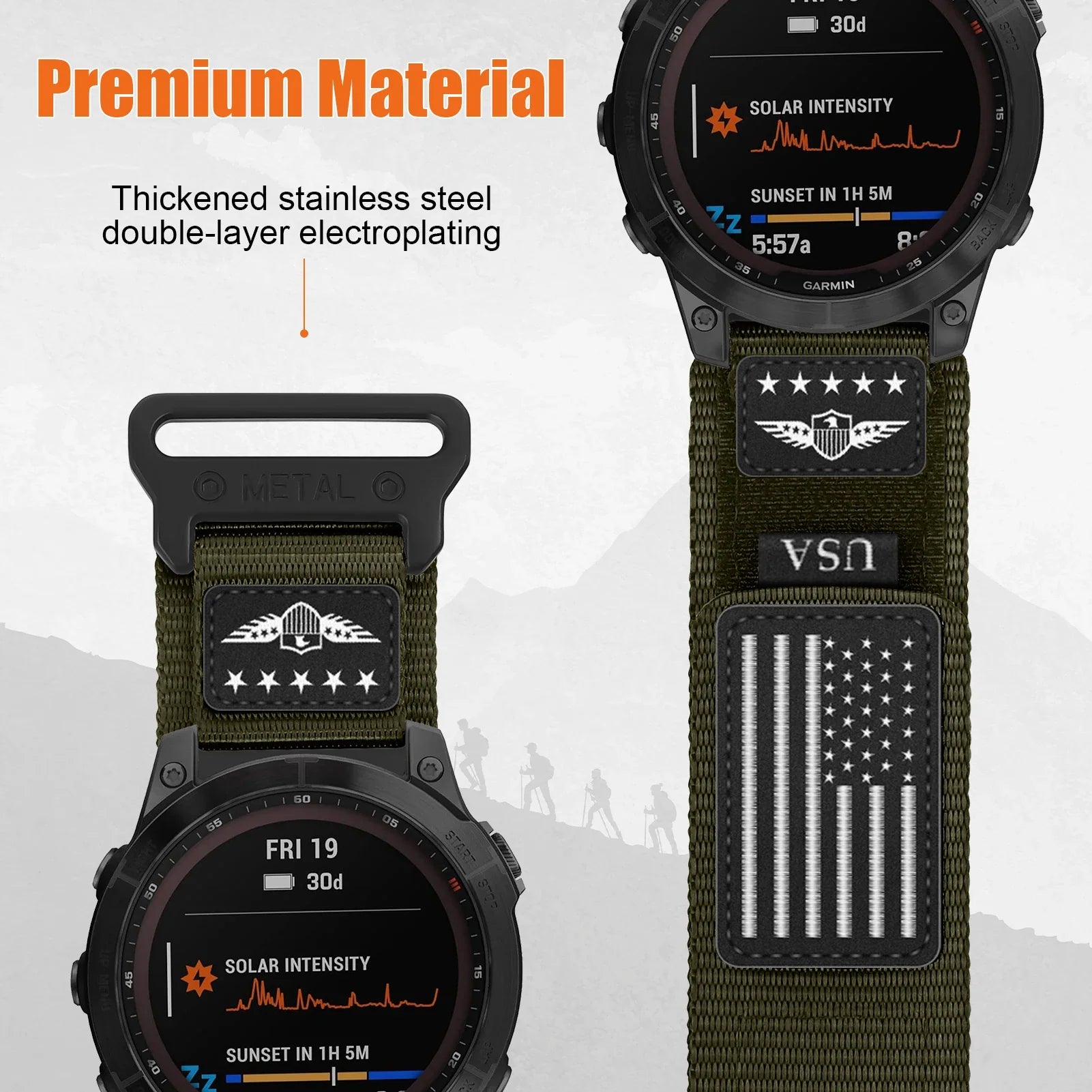 Garmin Trail Loop Nylon Strap - Tactical and Breathable Band