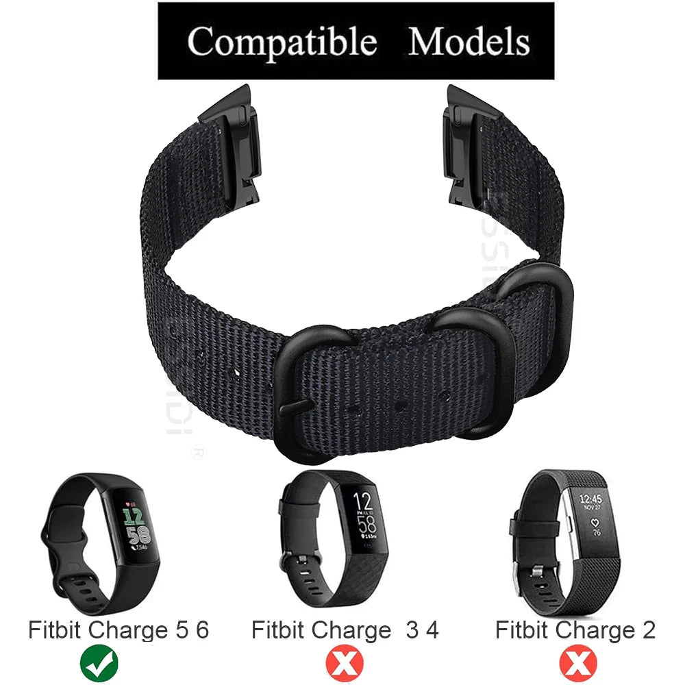 Fitbit Charge 5 6 Nylon Band Loop - Flexible Durable Strap