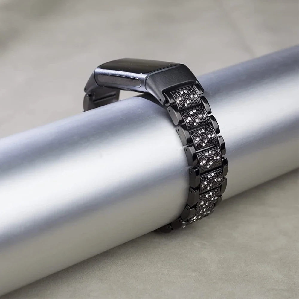 Fitbit Charge 6, 5, 4, 3 Metal Band Luxury Rhinestone Strap