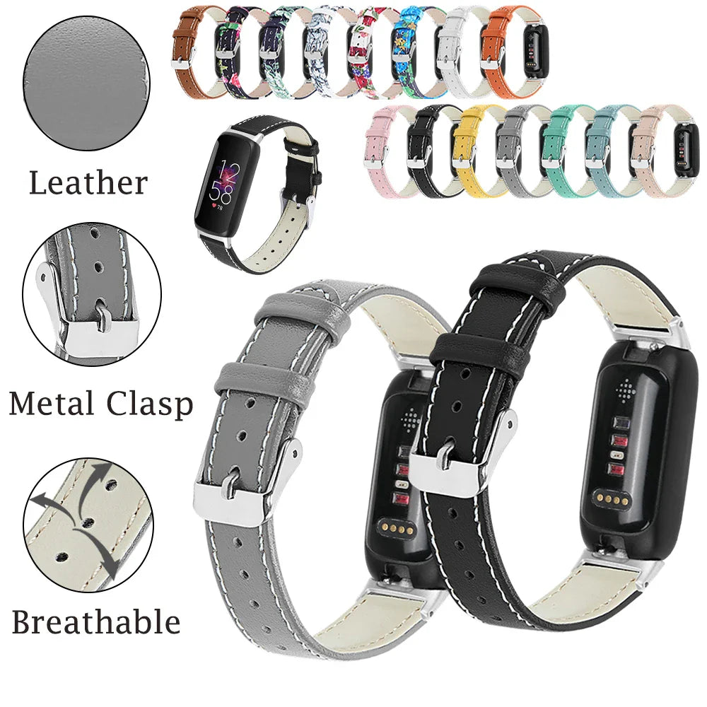 Fitbit Inspire 3 Leather Band - Stylish and Breathable Strap