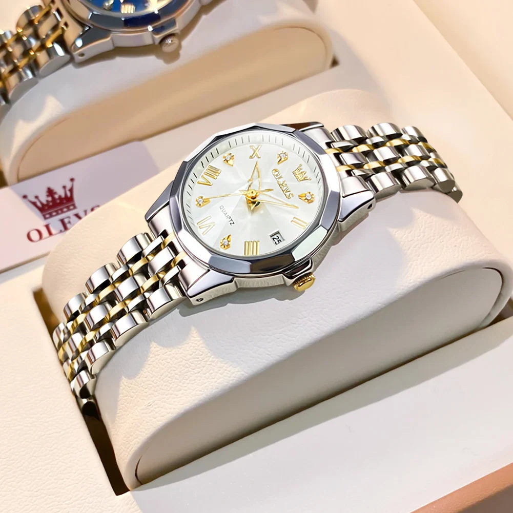 Women's Two Tone Stainless Steel Quartz Watch With Date