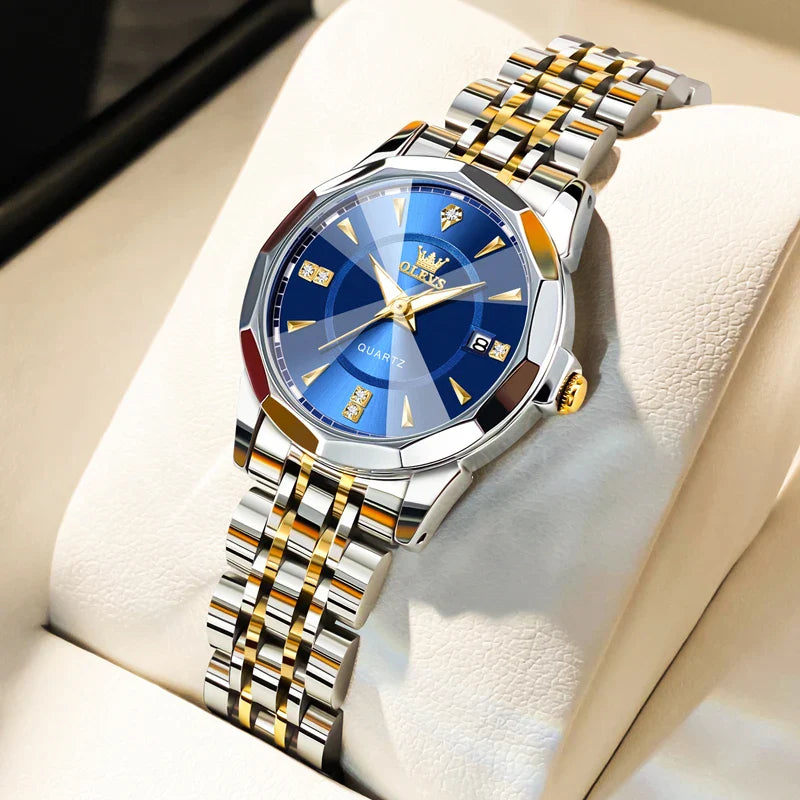 Women's Two Tone Stainless Steel Quartz Watch Luminous