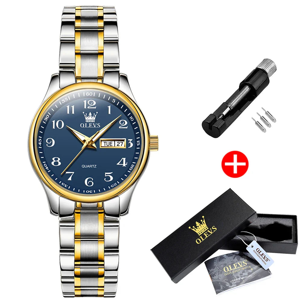 Women's Two Tone Stainless Steel Quartz Watch With Date