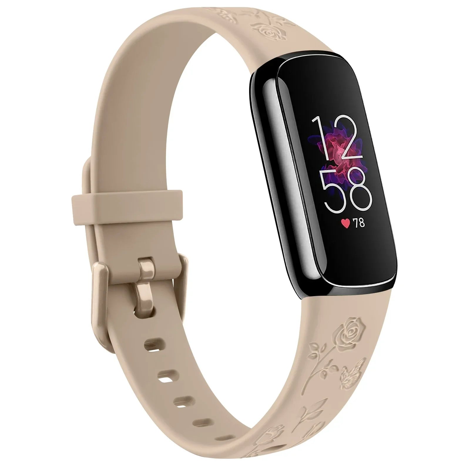 Fitbit Luxe TPU Flower Engraved Band - Soft and Comfortable