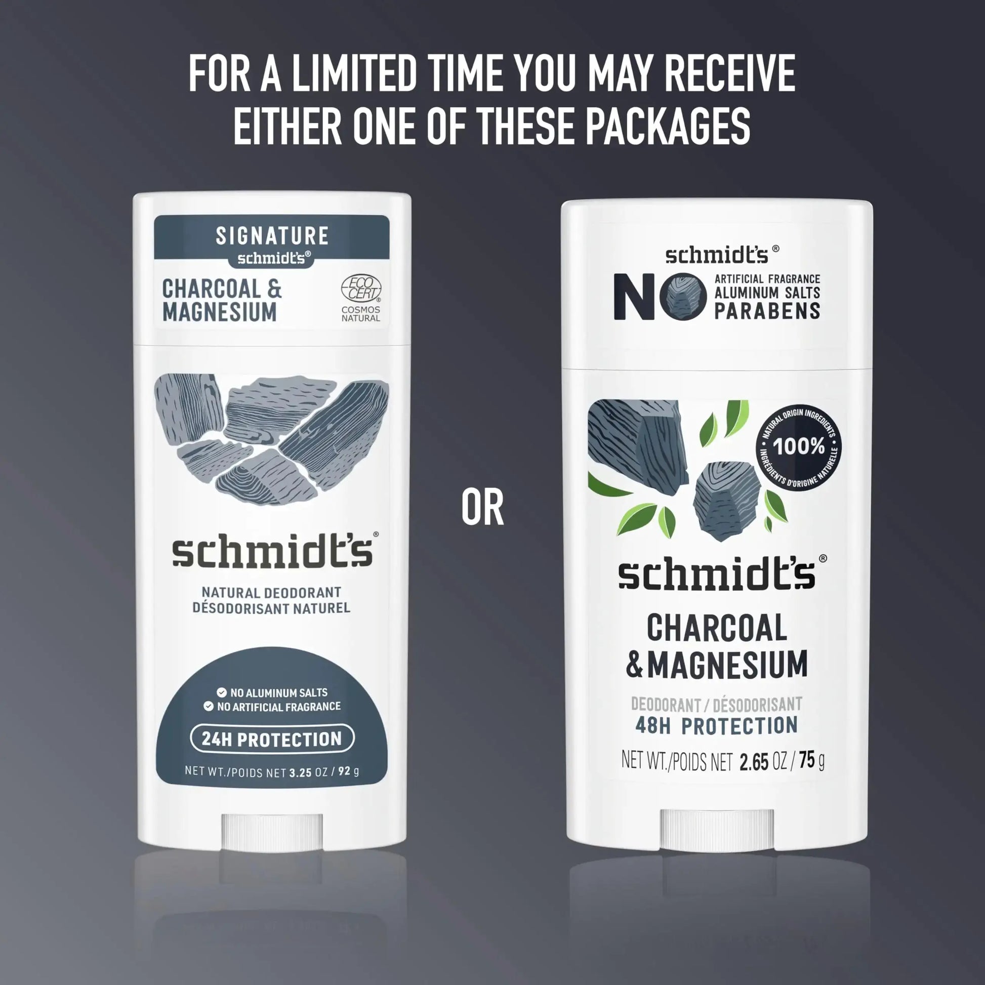 Schmidt's Aluminum-Free Vegan Deodorant - Charcoal & Magnesium Deo With Odor Protection