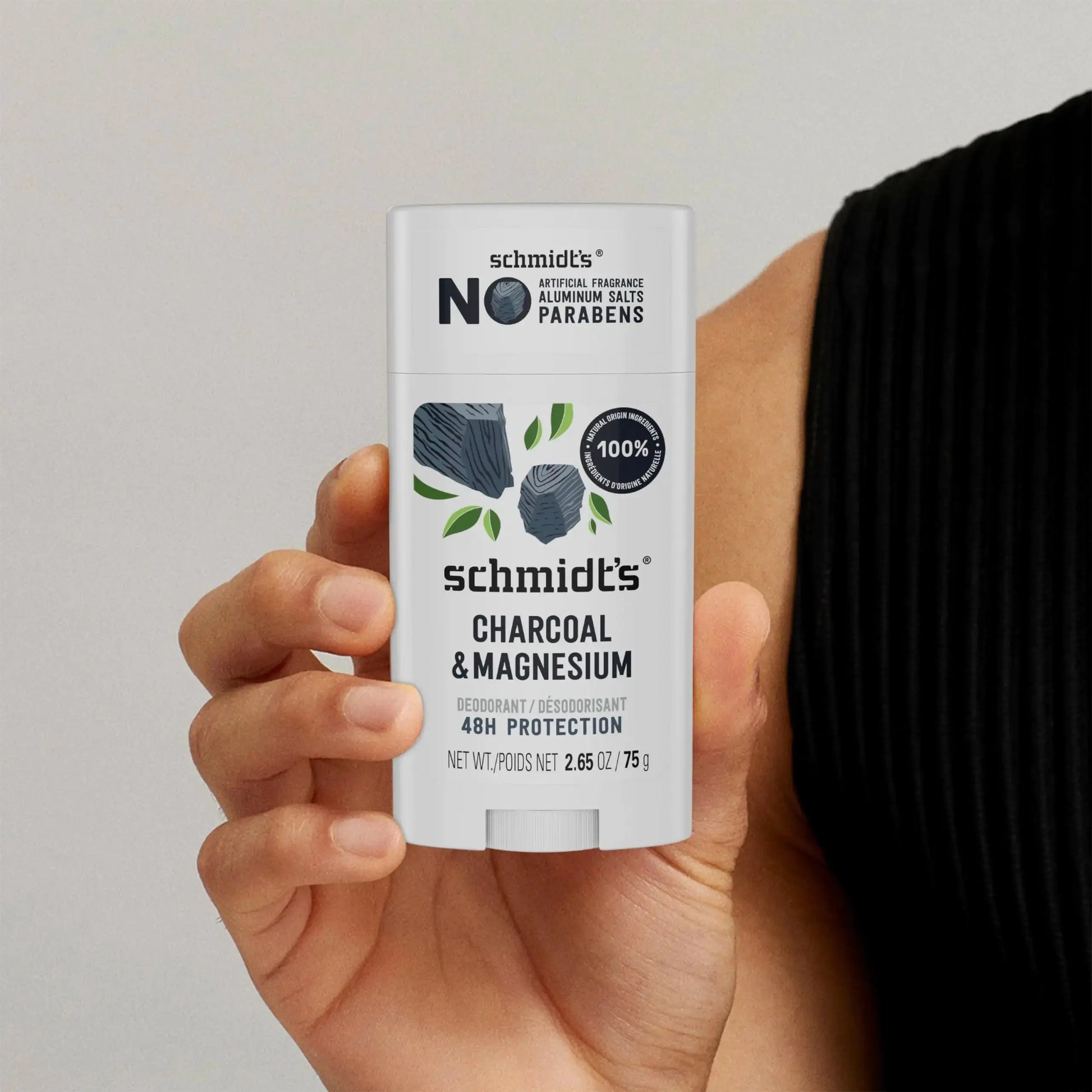 Schmidt's Aluminum-Free Vegan Deodorant - Charcoal & Magnesium Deo With Odor Protection