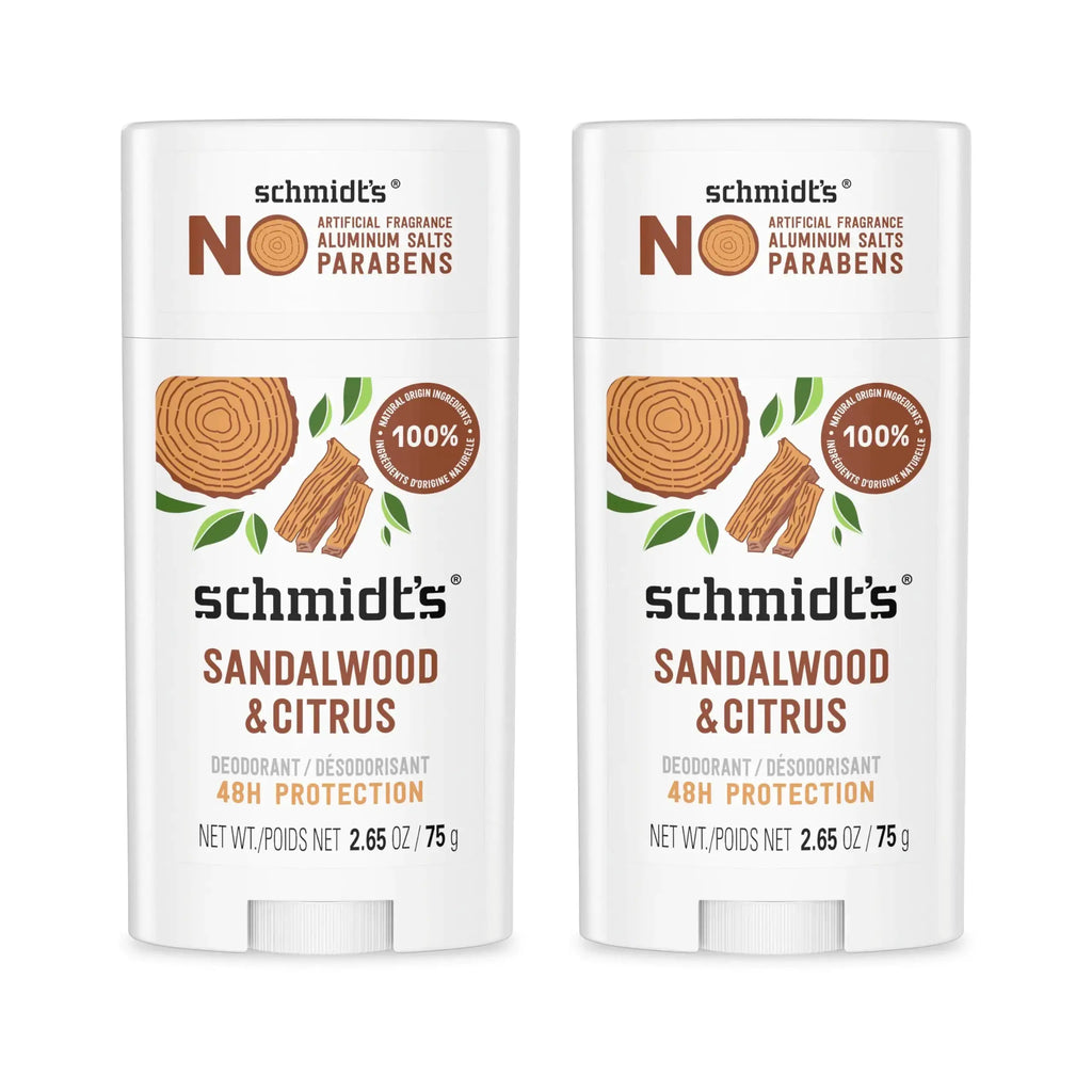 Schmidt's Aluminum-Free Vegan Deodorant - Sandalwood & Citrus (2 Count)