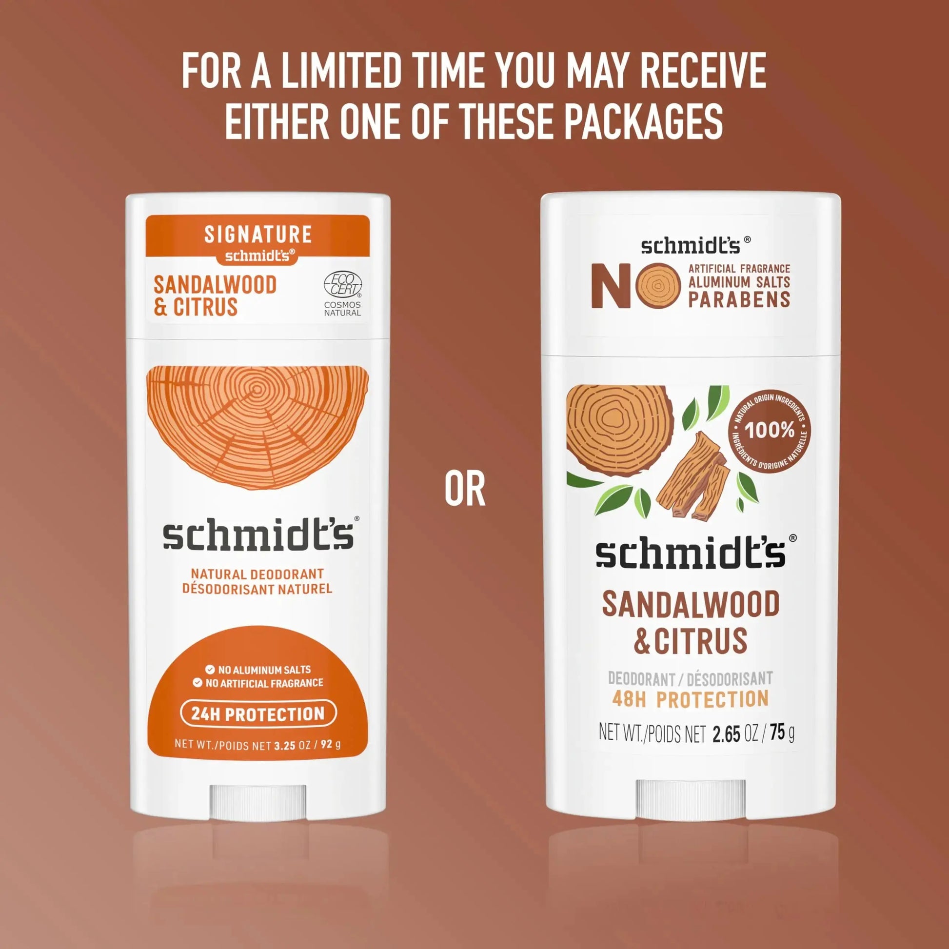 Schmidt's Aluminum-Free Vegan Deodorant - Sandalwood & Citrus (2 Count)