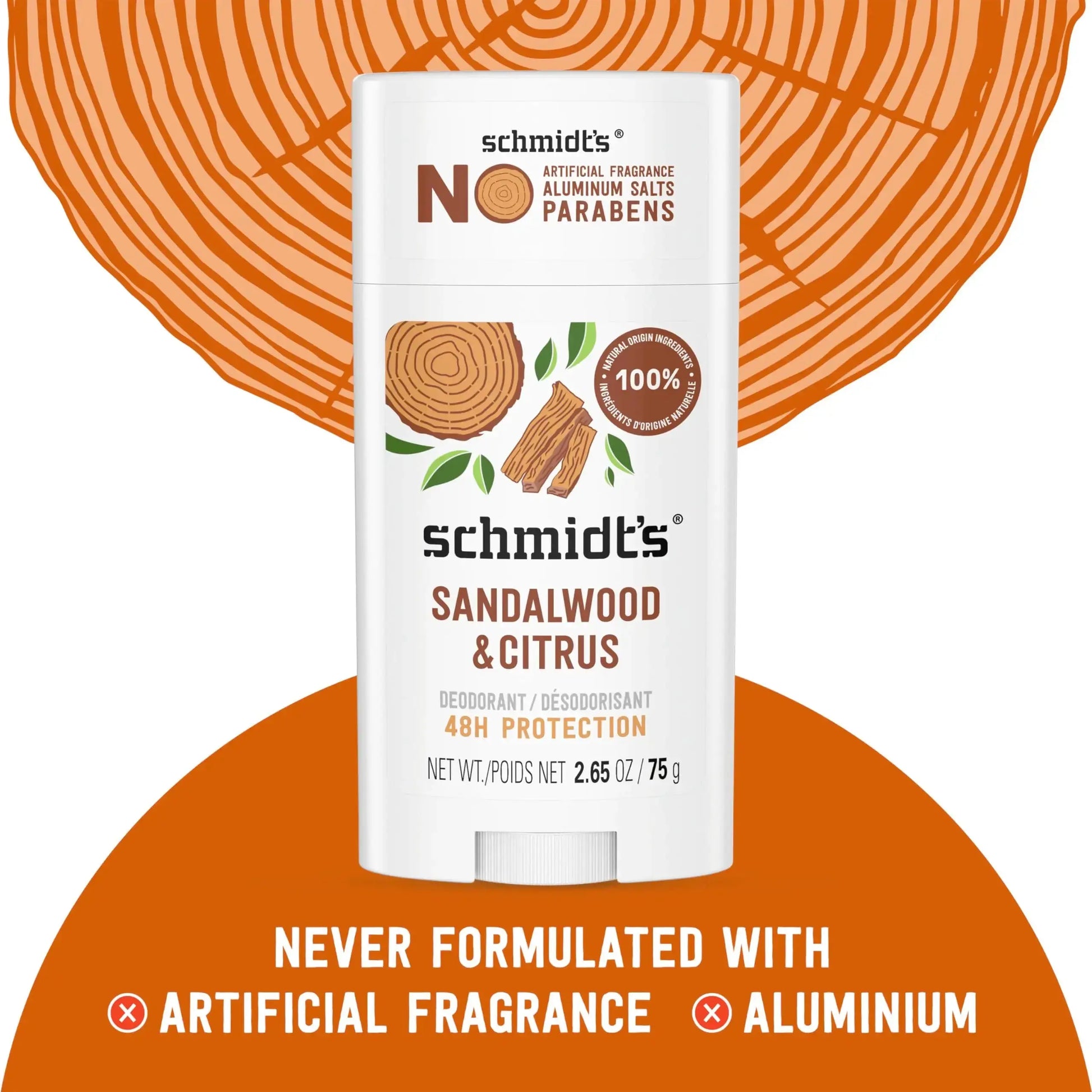 Schmidt's Aluminum-Free Vegan Deodorant - Sandalwood & Citrus (2 Count)