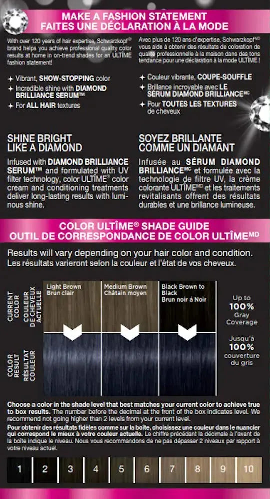 Schwarzkopf Color Ultime Metallic Permanent Hair Color Cream - 3.45 Glossy Steel