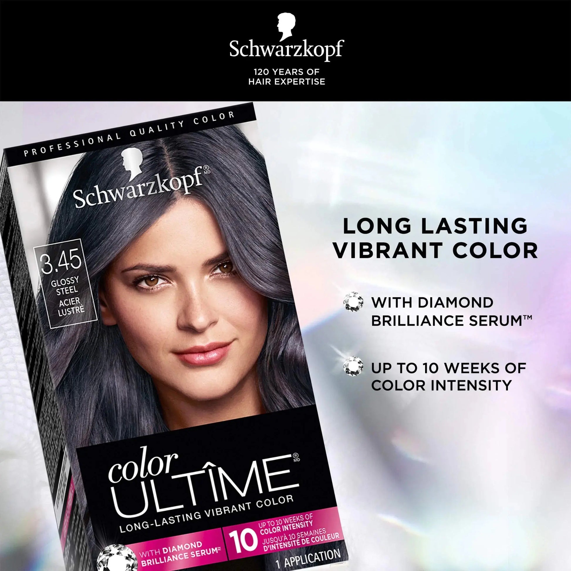 Schwarzkopf Color Ultime Metallic Permanent Hair Color Cream - 3.45 Glossy Steel