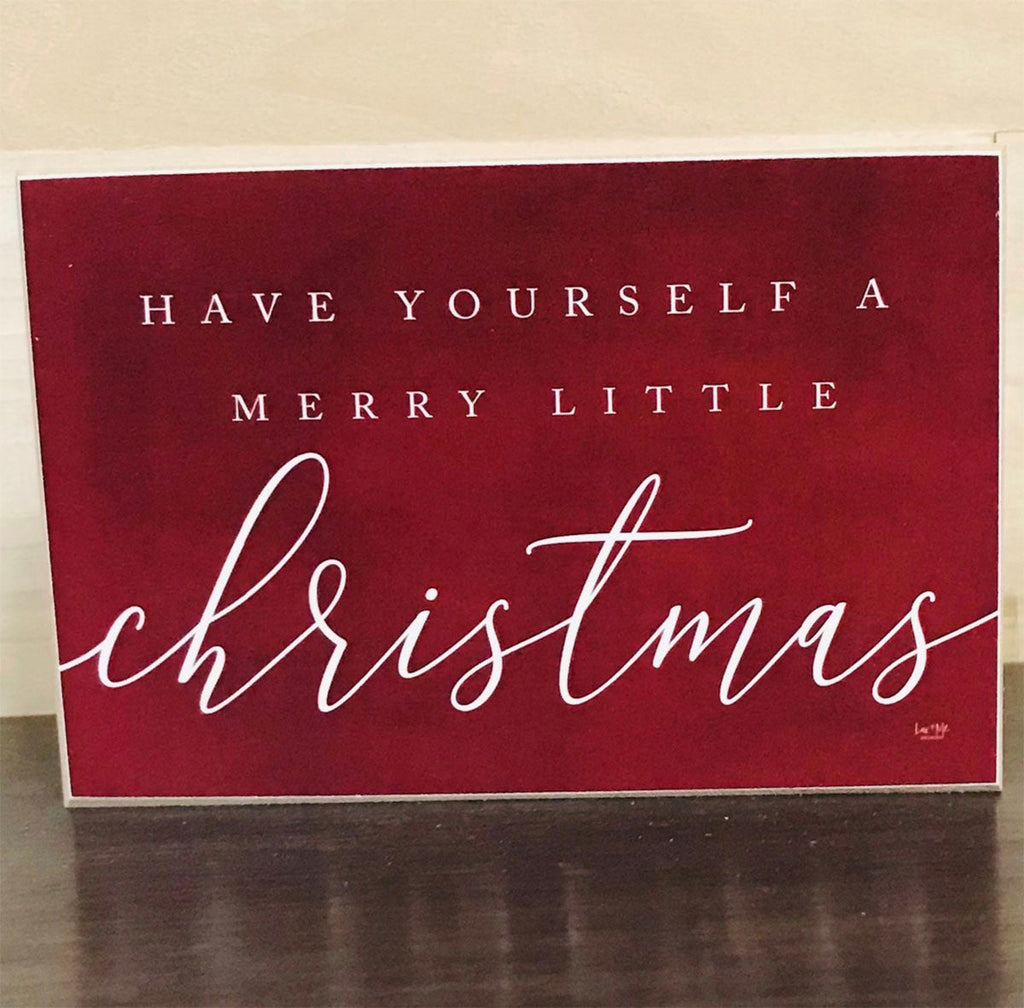 Christmas Wooden Block Sign 6x4x1 Red Have Yourself A Merry Little Christmas