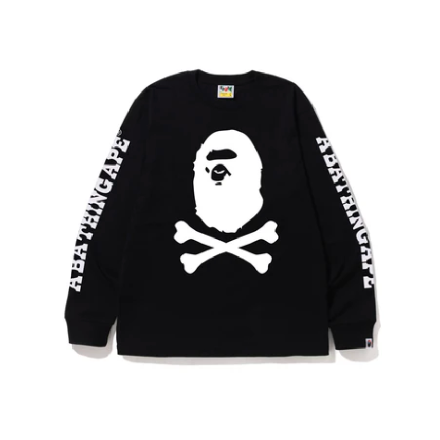 BAPE A BATHING APE CROSSBONE L/S TEE (Black)