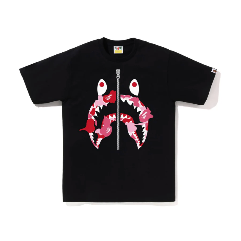 BAPE ABC CAMO REBUILD SHARK TEE (Black/Pink)