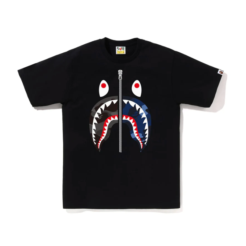 BAPE COLOR CAMO SEPARATE SHARK TEE (Black/Blue)