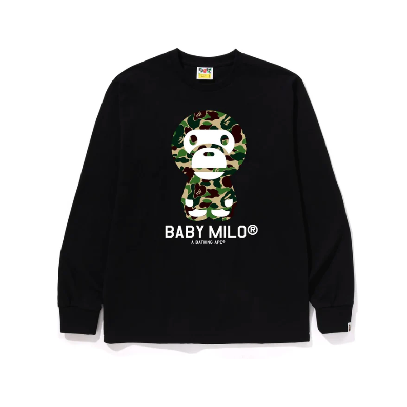 BAPE ABC CAMO BABY MILO L/S TEE (BLACK/GREEN)