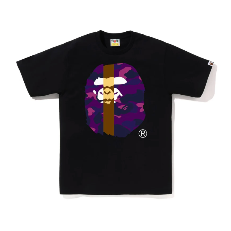 BAPE COLOR CAMO TRANSFORM BIG APE HEAD TEE (Black/Purple)
