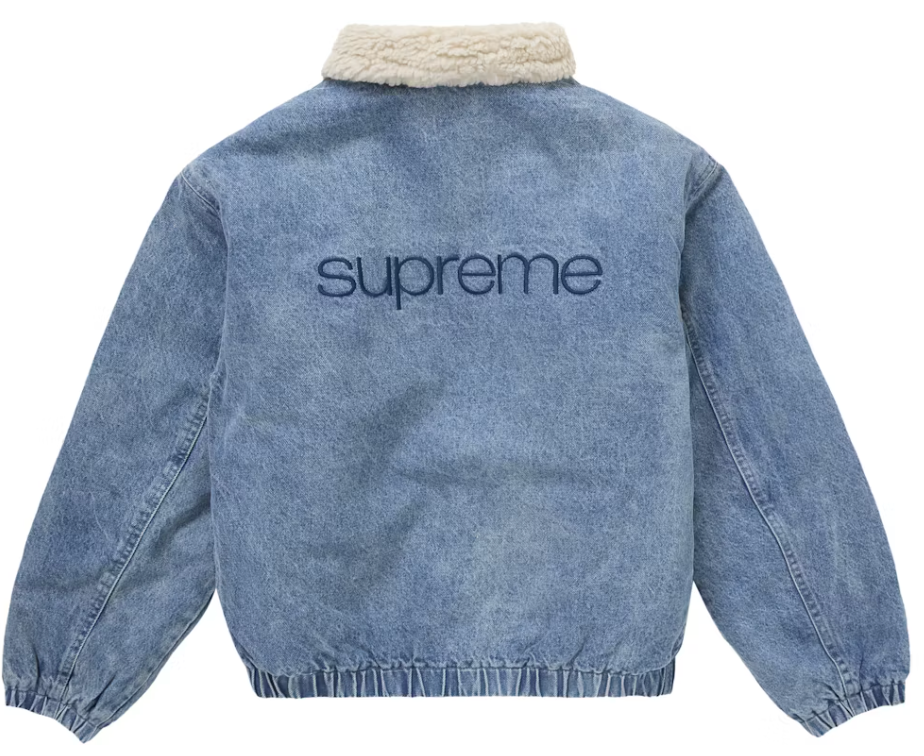 Supreme Faux Shearling Lined Bomber Jacket Denim