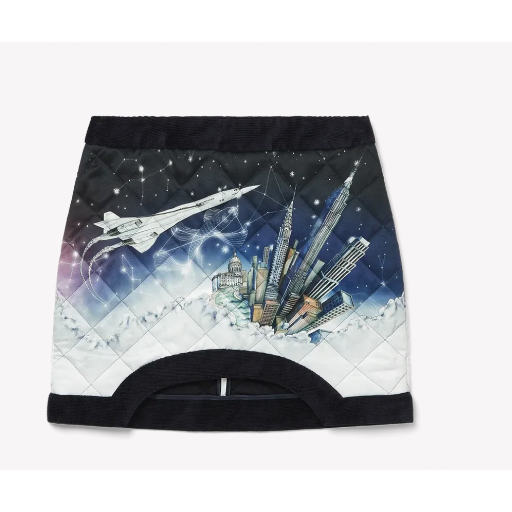 Casablanca Vol De Nuit Quilted Curved Hem Mini Skirt