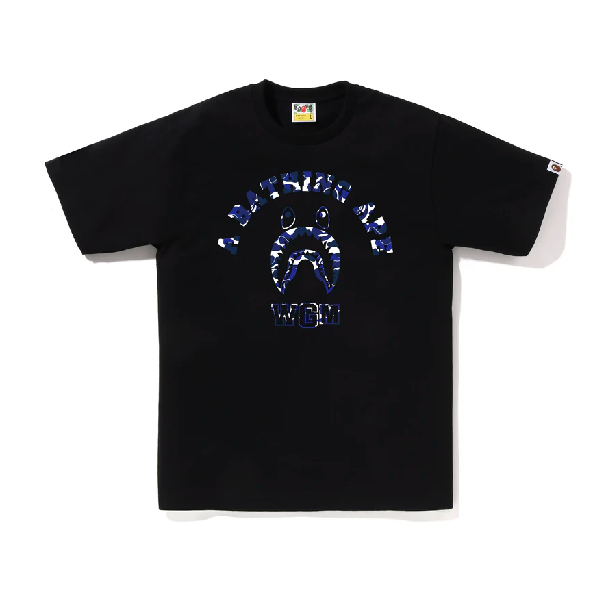BAPE BAPE.COM SHARK COLLEGE TEE (Black/Blue)