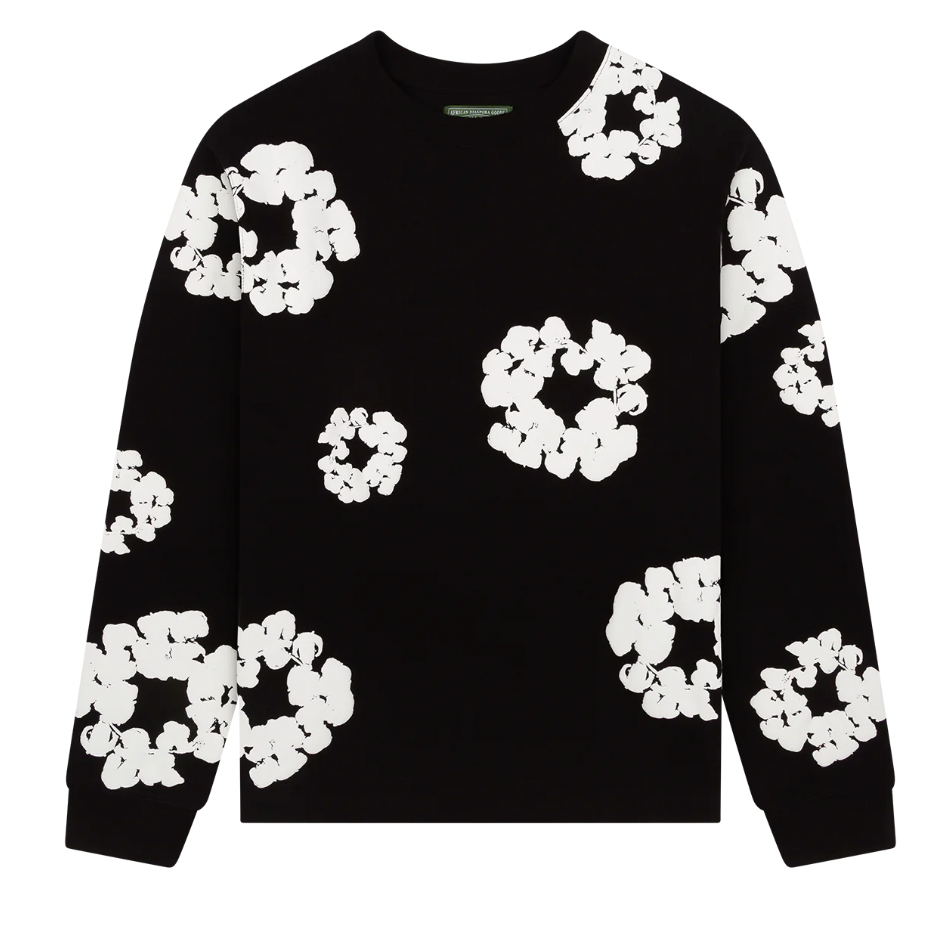 Denim Tears Long Sleeve Cotton Wreath Tee Black