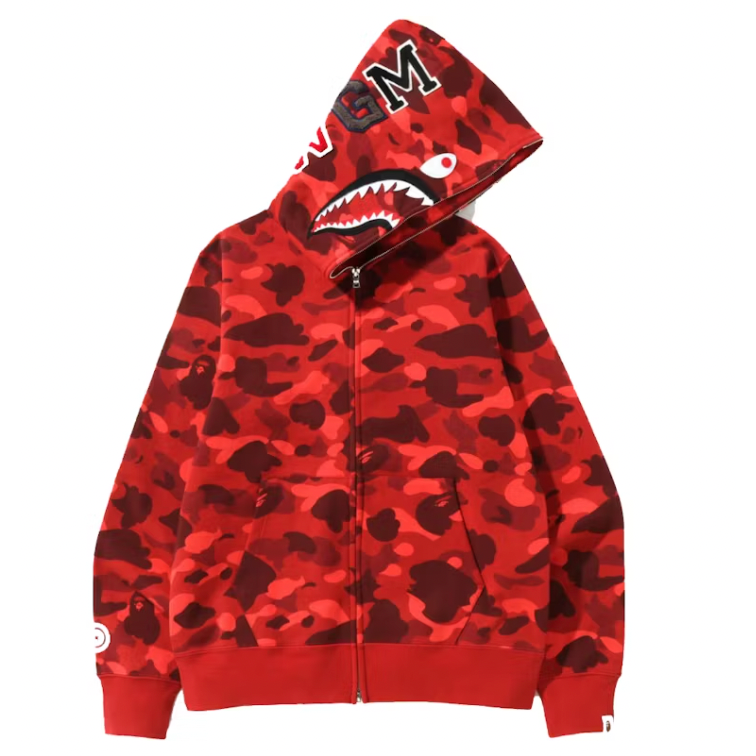 BAPE Color Camo Shark Full Zip Hoodie Red (SS22)