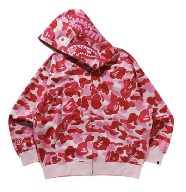 BAPE ABC Camo Rayon Relaxed Fit Shark Full Zip Hoodie (Pink)