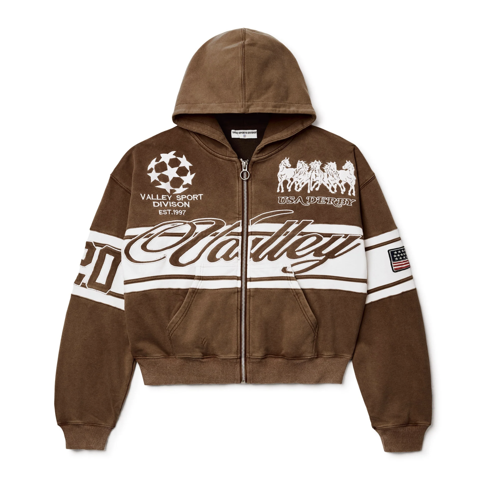 Vale Forever Brown Cursive Zip Up Hoodie